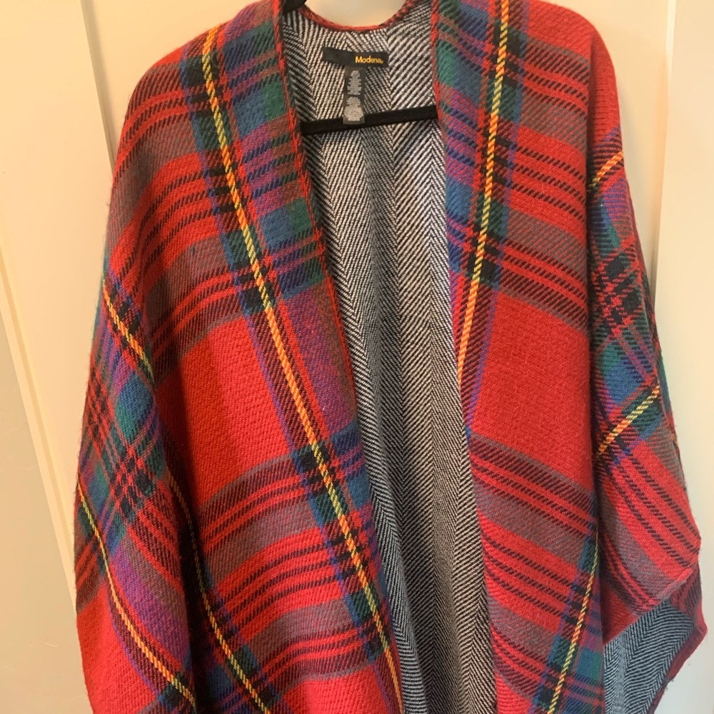 Modena Plaid and Herringbone Sweater Shawl